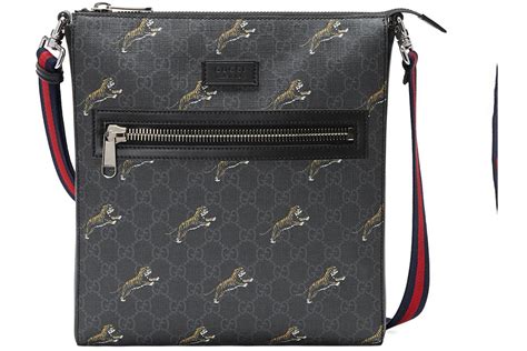 gucci gg supreme tigers messenger black/grey|Gucci GG Supreme Tigers Messenger Black/Grey.